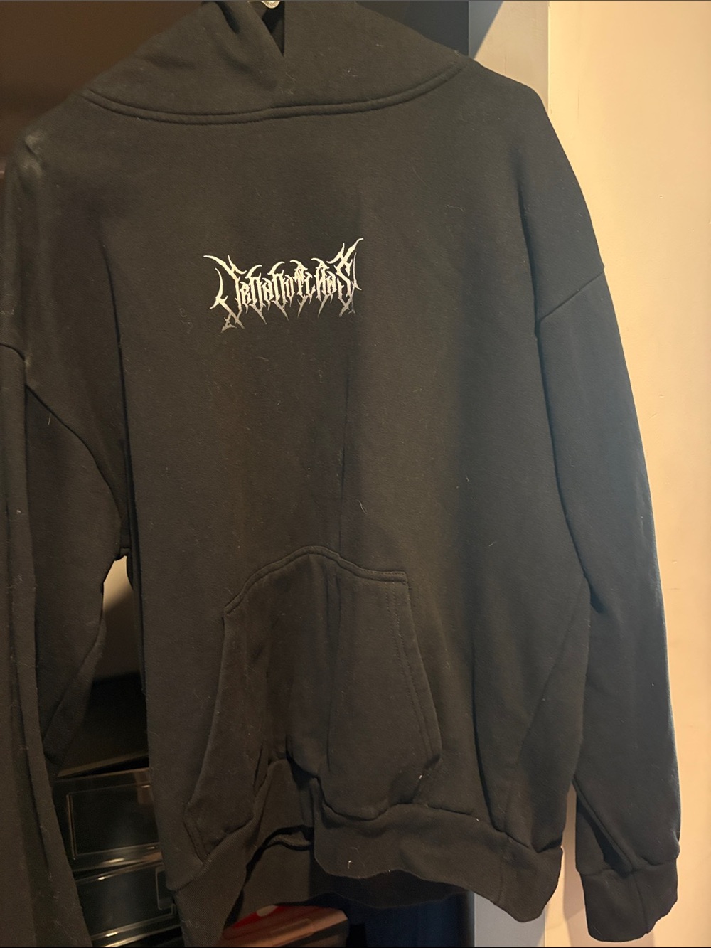 Affliction Black Hoodie with White Chest Graphic